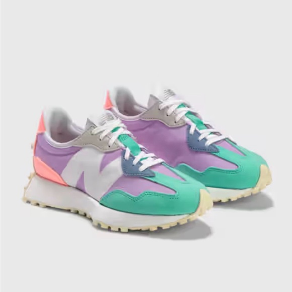 New Balance 327 Women's Pastel Sneakers - Purple, Green, Pink - Picture 4 of 10